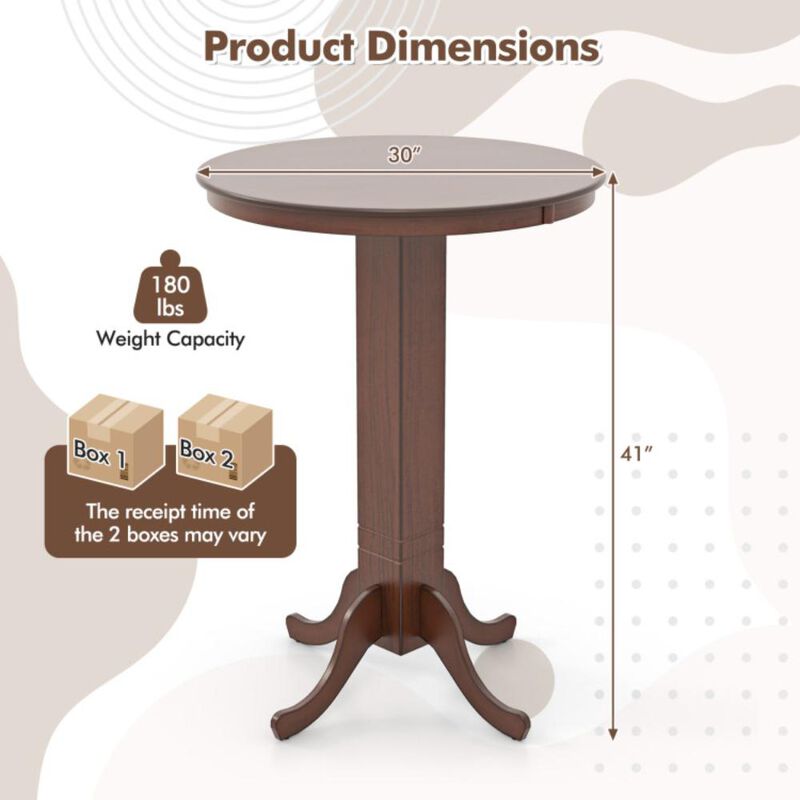 Hivvago Wood Pub Round Dining Table with Pedestal Base