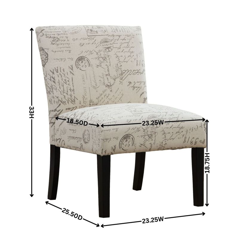 Streamdale English Letter Print Fabric Armless Contemporary Accent Chair image number 6