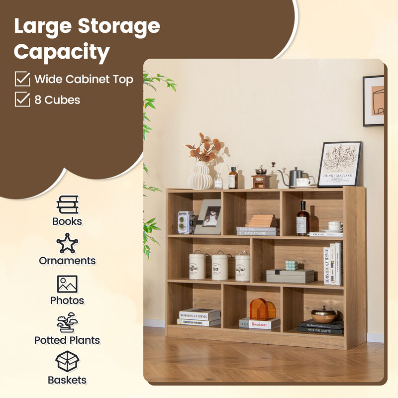 3-Tier Open Bookcase 8-Cube Floor Standing Storage Shelves Display Cabinet