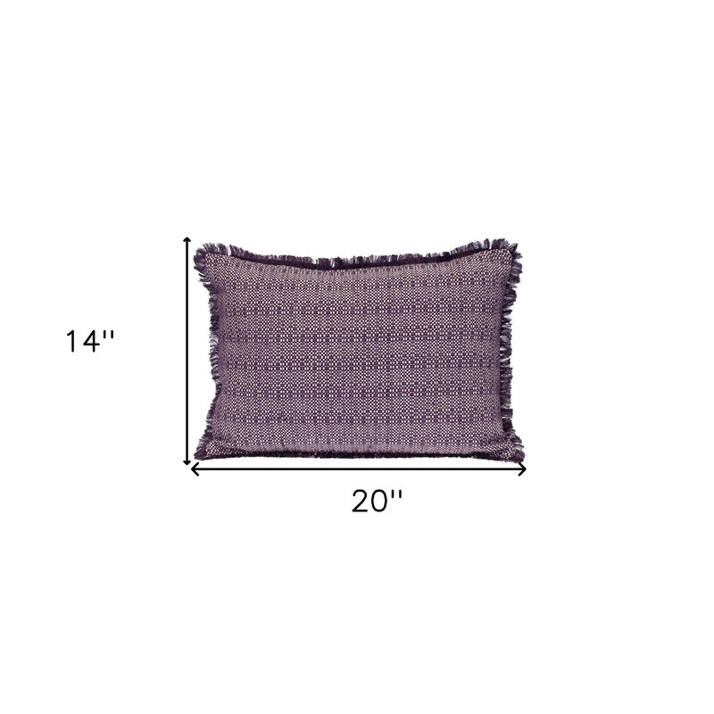 HomeRoots 14" X 20" Purple and White Striped Cotton Throw Pillow With Fringe image number 6