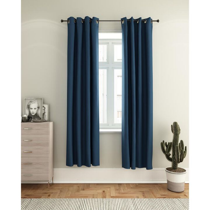 Furinno Collins Blackout Curtain 52x84 in. 2 Panels, Dark Blue