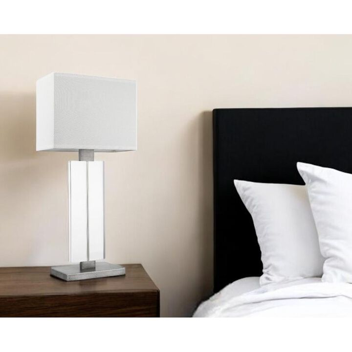 Hivvago 31" Silver Metal and Acrylic Buffet Lamp With White Shade