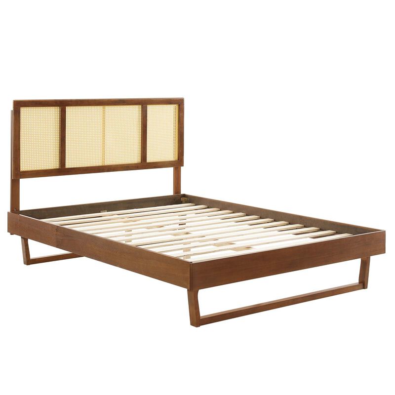 Modway - Kelsea Cane and Wood King Platform Bed with Angular Legs image number 2