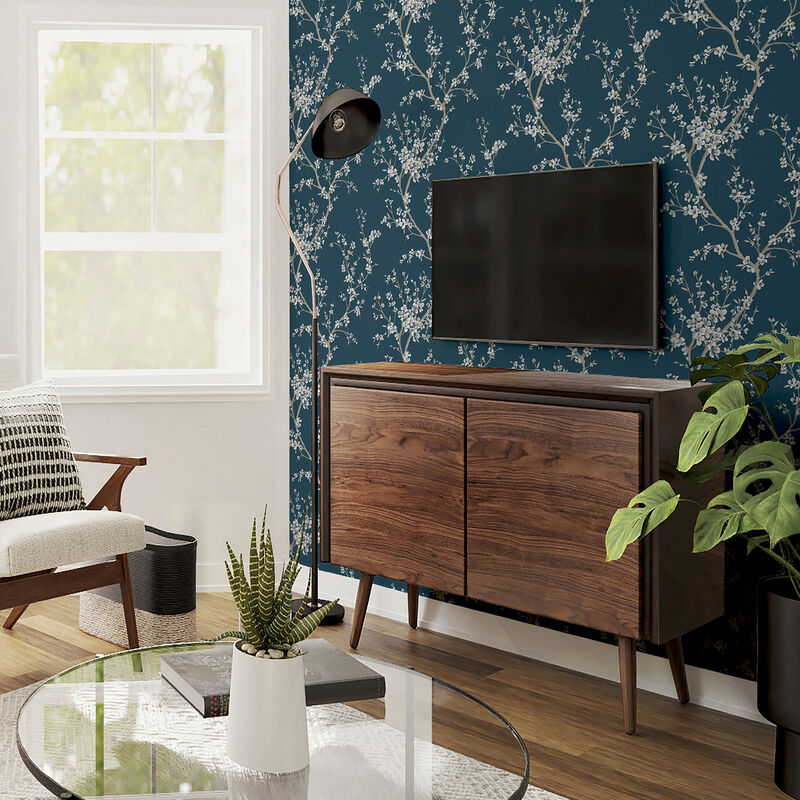 Kaia Blue Flowering Tree Wallpaper image number 2