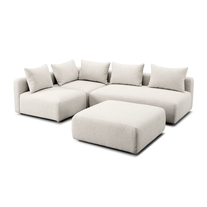 Hangover Heavy Textured Fabric 4-Piece Modular Chaise Sectional image number 2