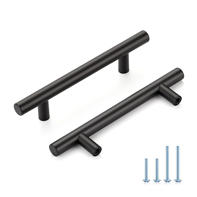 HOME EDIT Matte Black Cabinet Handles 3-3/4 Inch Hole Spacing, Stainless Steel Drawer Pulls for Cabinets, Kitchen, Bathroom, Dre