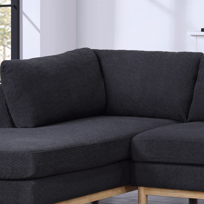 Streamdale Hallie Black Sherpa 124'' Wide Double Chaise U-Shape Sectional Sofa image number 3