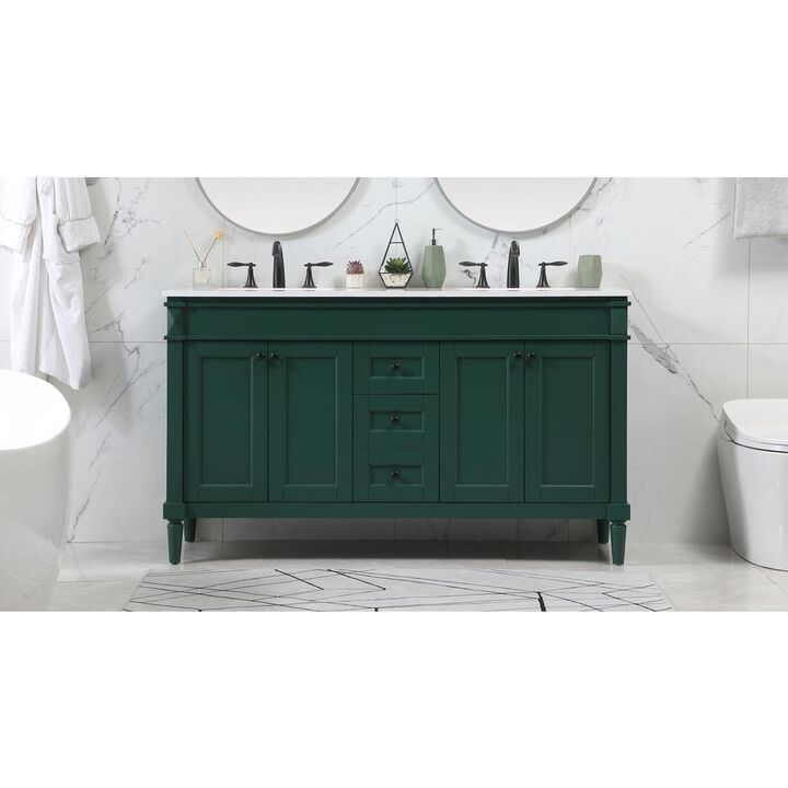 Elegant Kitchen and Bath 60 inch Single bathroom vanity in green