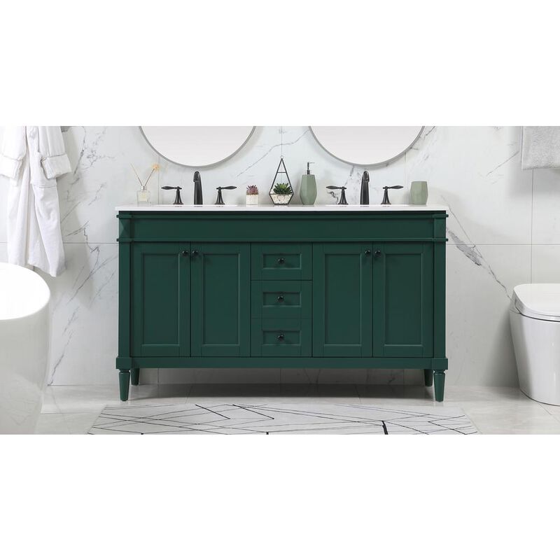 Elegant Kitchen and Bath 60 inch Single bathroom vanity in green
