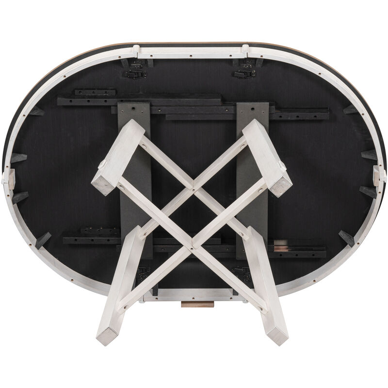 Wooden Round Extendable Dining Table, Farmhouse Kitchen Table