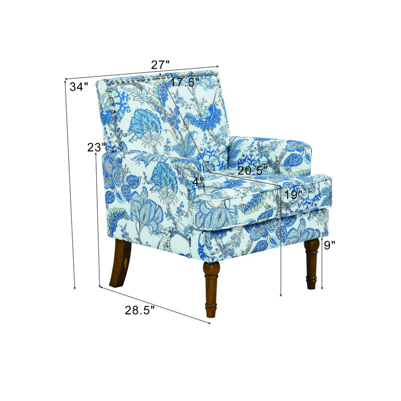 Kolfje Traditional Floral Print Upholstered Accent Chair image number 9