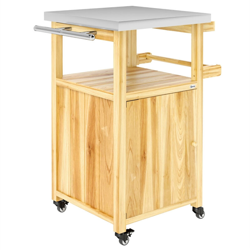 Heavy-Duty Outdoor Bar Cart with Built-In Grill Table for Garden and Patio