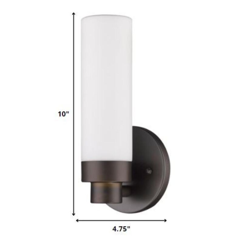 Hivvago Bronze Wall Light with Narrow Frosted Glass Shade