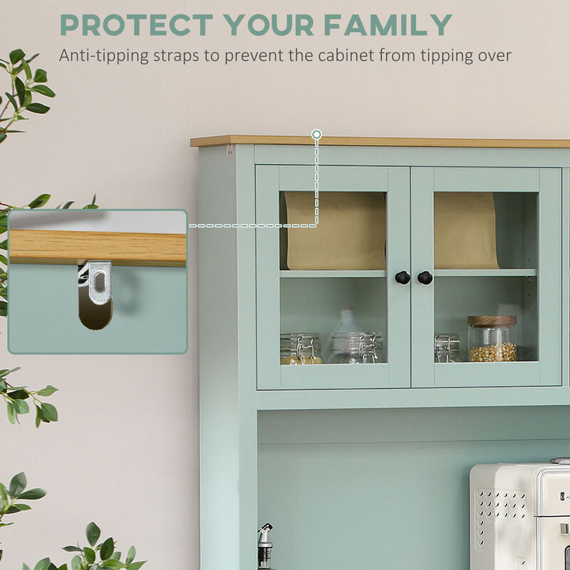 Hivvago 71" Kitchen Hutch with Glass Doors and Drawers image number 5