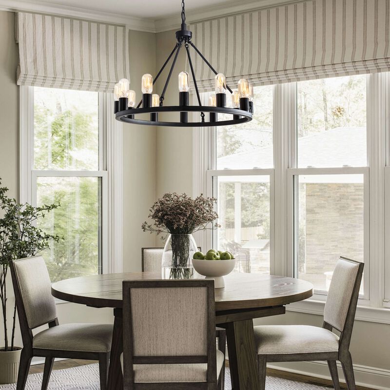 Ester Black 12-light Metal Round Chandelier image number 2
