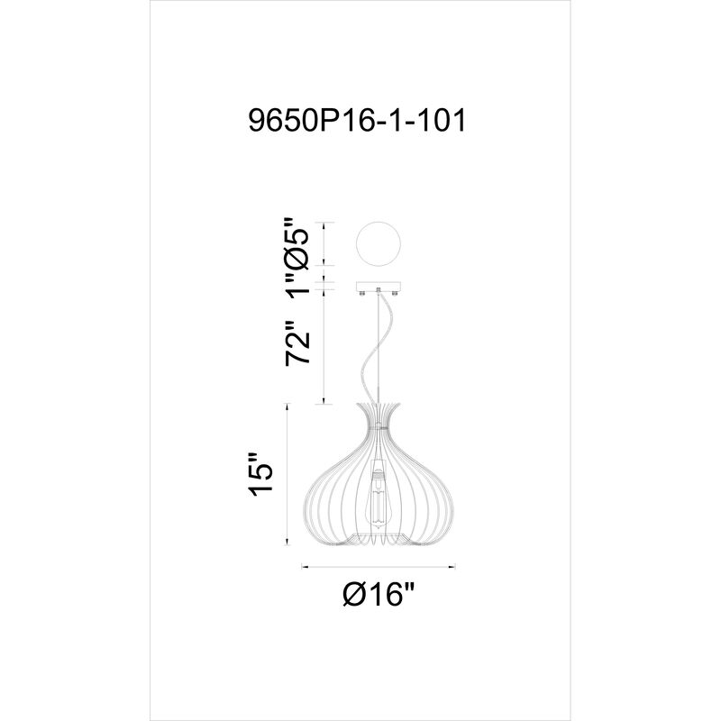 Darleen 1 Light Down Pendant With Black Finish