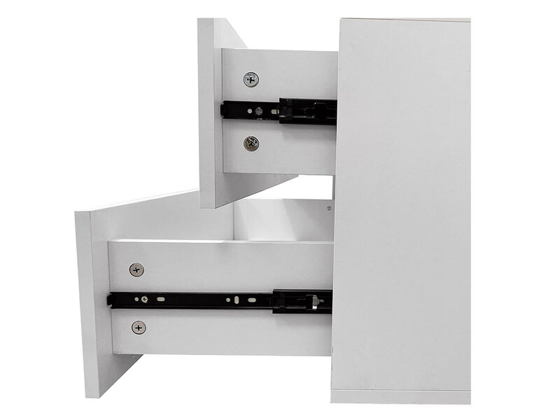 Closet Organizer System, Closet System with 2 Drawers, 2  Clothing Racks， Walk in Closet Organizers and Storage with 5 Shelves Wall Mounted, White Wardrobe Closet