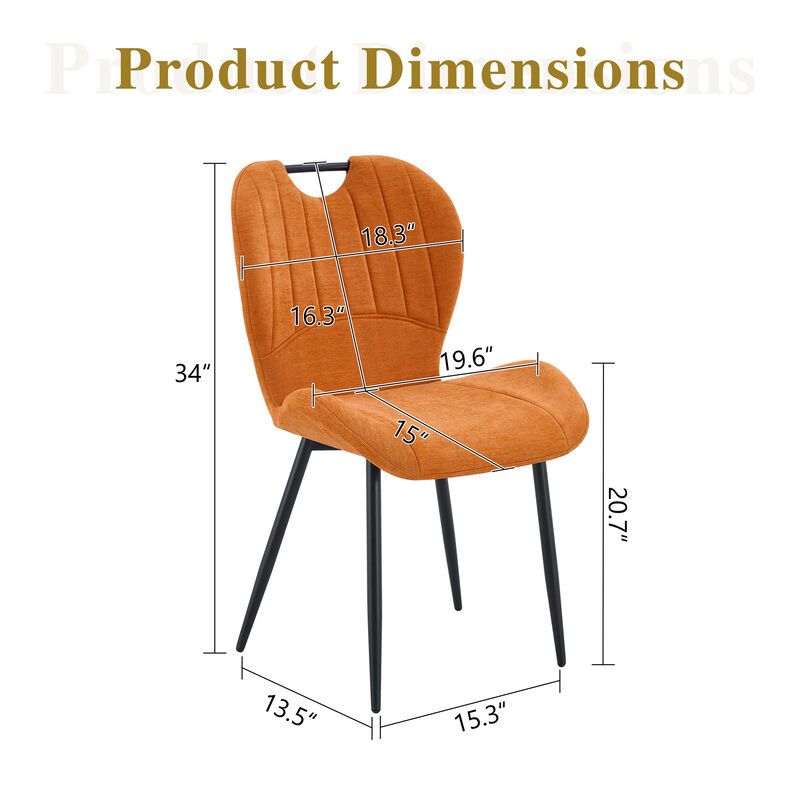 Whisen Set of 4 Upholstered Dining Chairs with Metal Handle, Fabric & Metal Frame, Ergonomic Accent Chairs for Dining Room, Living Room, Office image number 9