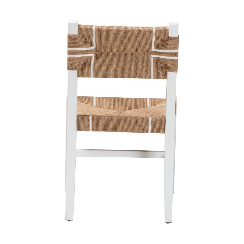 bali & pari Talli Bohemian Paper Loom and White Mahogany Wood Dining Chair