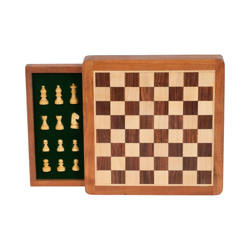 10" Acacia Wood Magnetic Chess image number 2
