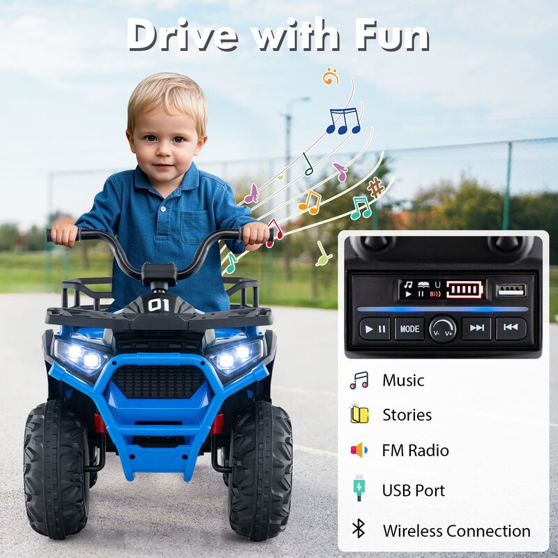 24V Kids Ride-On ATV Quad with LED Lights, Sound Effects and Electric Motor image number 5