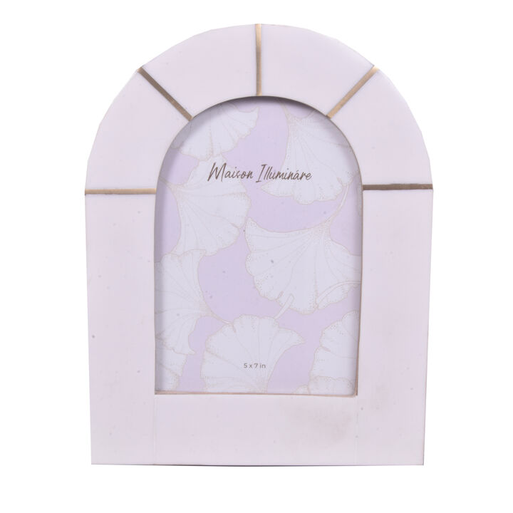 5x7" Brass Inlay Arch Frame, Ivory