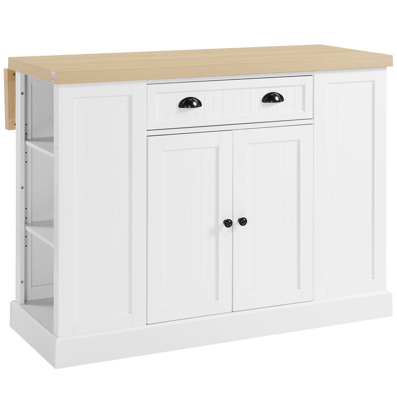47" Farmhouse Style Kitchen Island Storage Cabinet w/ Drop Leaf Table Countertop