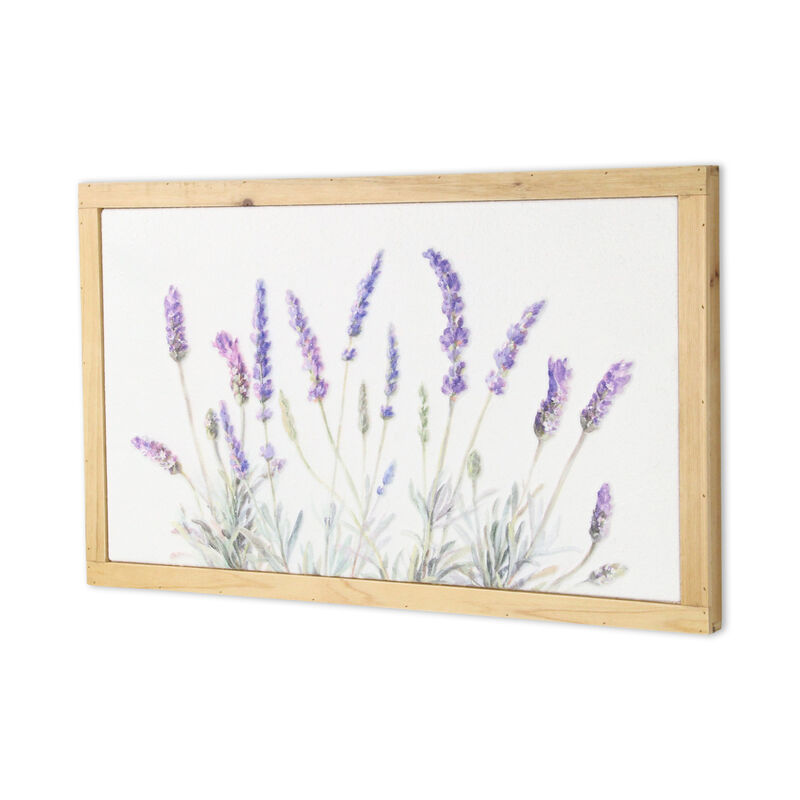 HomeRoots 16" X 26" Natural White And Lavender Floral Wood Framed Art image number 3
