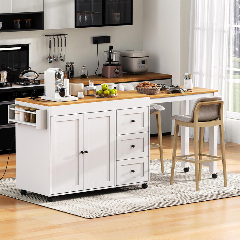 Merax Kitchen Island with Extendable Dining Table
