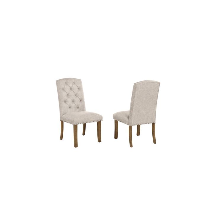 Best Quality Furniture Beige Dining Chair With Linen Fabric (Set Of 2)