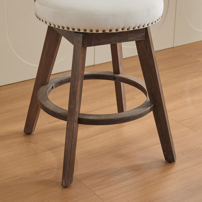 26" Counter Height Tufted Velvet Swivel Bar Stools, Set of 2 image number 3