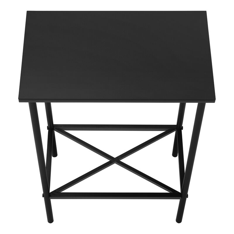 Monarch Specialties I 2078 Accent Table, Side, End, Narrow, Small, 2 Tier, Living Room, Bedroom, Metal, Laminate, Black, Contemporary, Modern