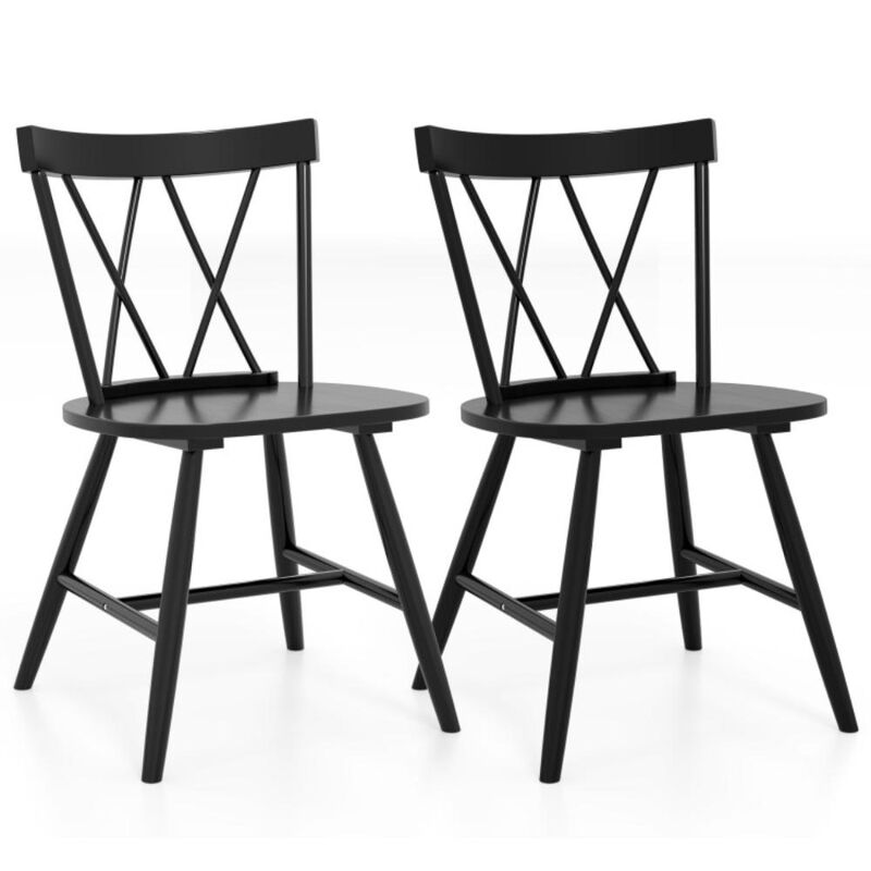 Hivvago Farmhouse Kitchen Dining Chair Set of 2 with Rubber Wood Frame