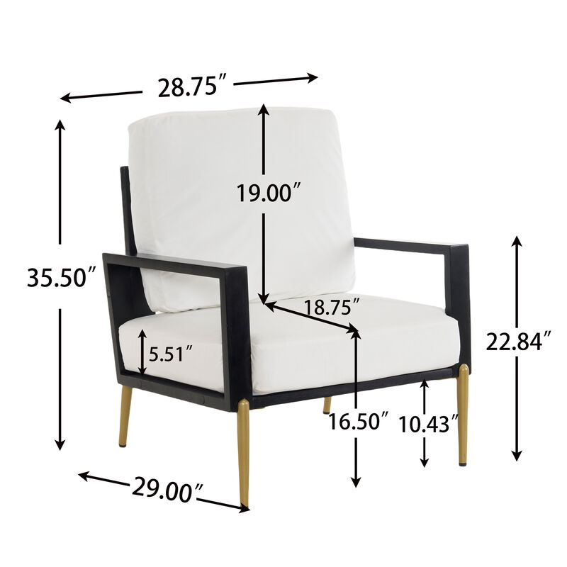 Modern Upholstered Armchair with Metal Legs and Sturdy Rubberwood Frame