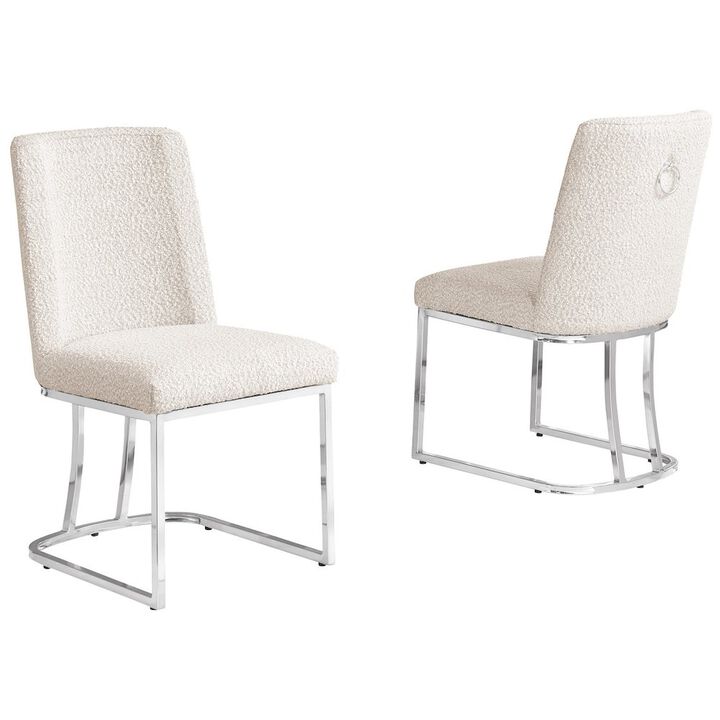 Cream With Silver Chrome Base Side Chairs, Set Of 2
