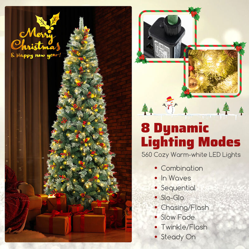 Pre-Lit Artificial Christmas Tree with PVC and Pine Needles