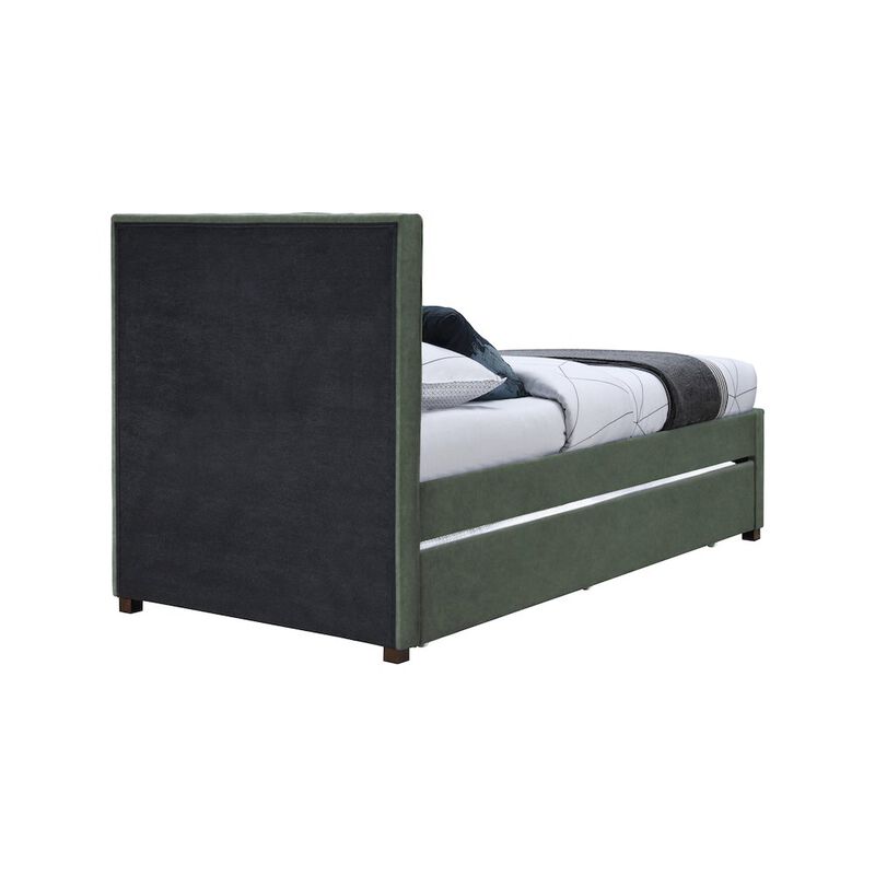 Meridian Furniture Hudson Green Vegan Leather Twin Trundle Bed