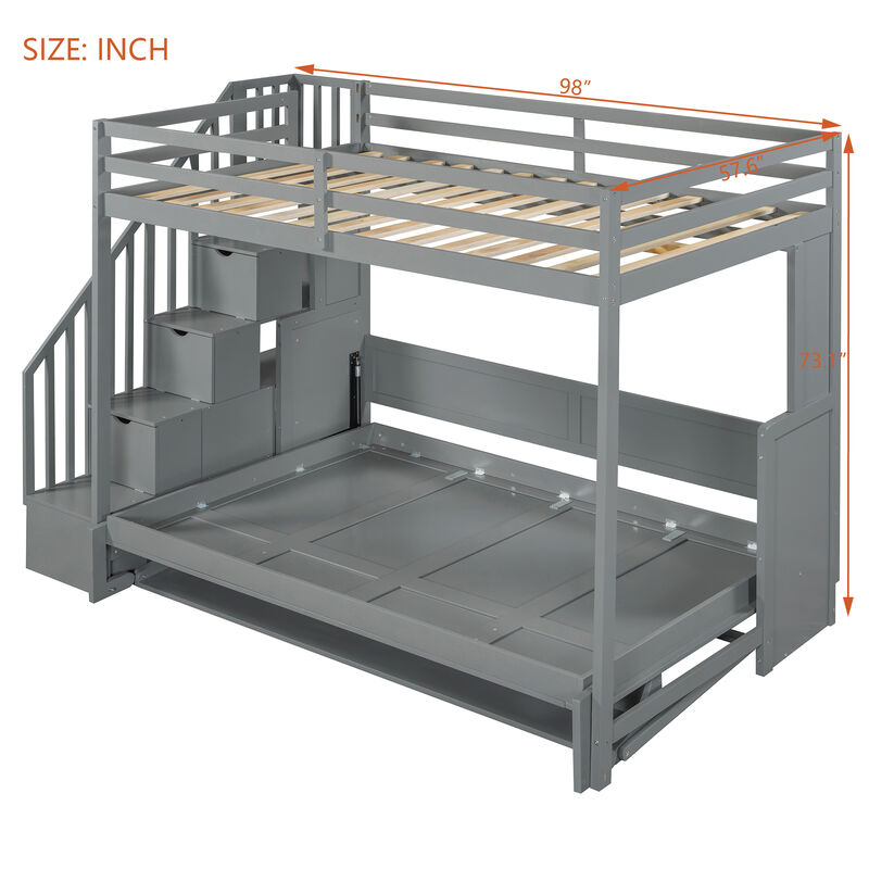 Merax Murphy Bed Loft Bed with Ample Storage