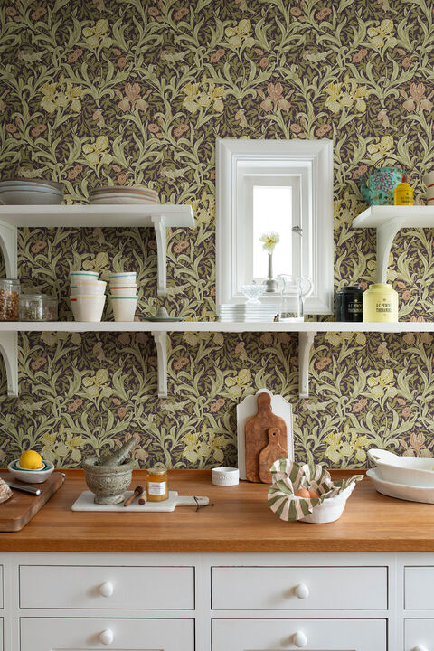 Iris Plum Wild Gardens Wallpaper