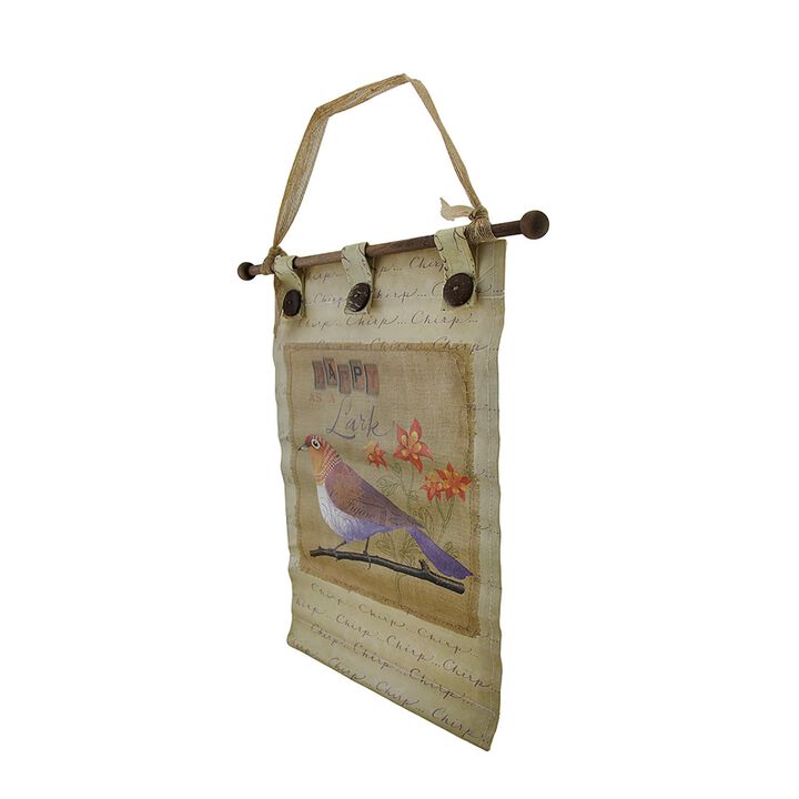 3 PC Canvas Botanical Birds Wall Hanging Set W Buttons