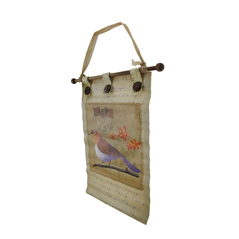 3 PC Canvas Botanical Birds Wall Hanging Set W Buttons image number 1