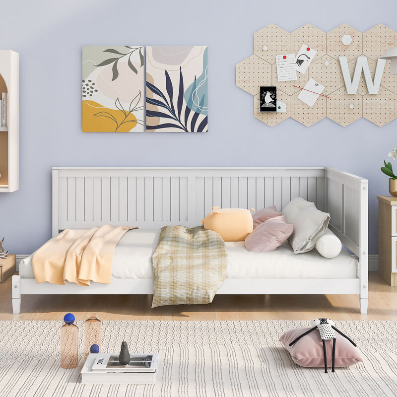 Whisen Classic Design Wood Daybed, Sofa Bed with Backrset and Unique Armrset image number 2