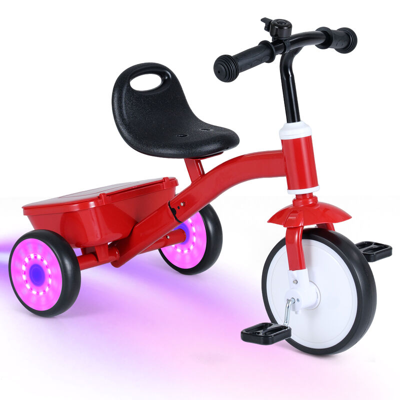 Kids Tricycle with Light Up Wheels and 4 Level Adjustable Seat image number 3