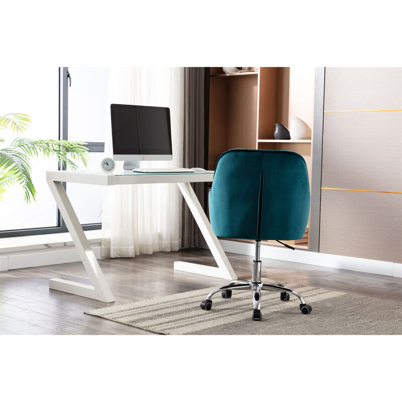 Velvet Swivel Shell Chair for Living Room, Office chair Modern Leisure Arm Chair LAKE BLUE image number 4