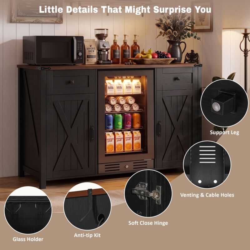 Jiljun Farmhouse Wine Bar Sideboard Cabinet image number 7