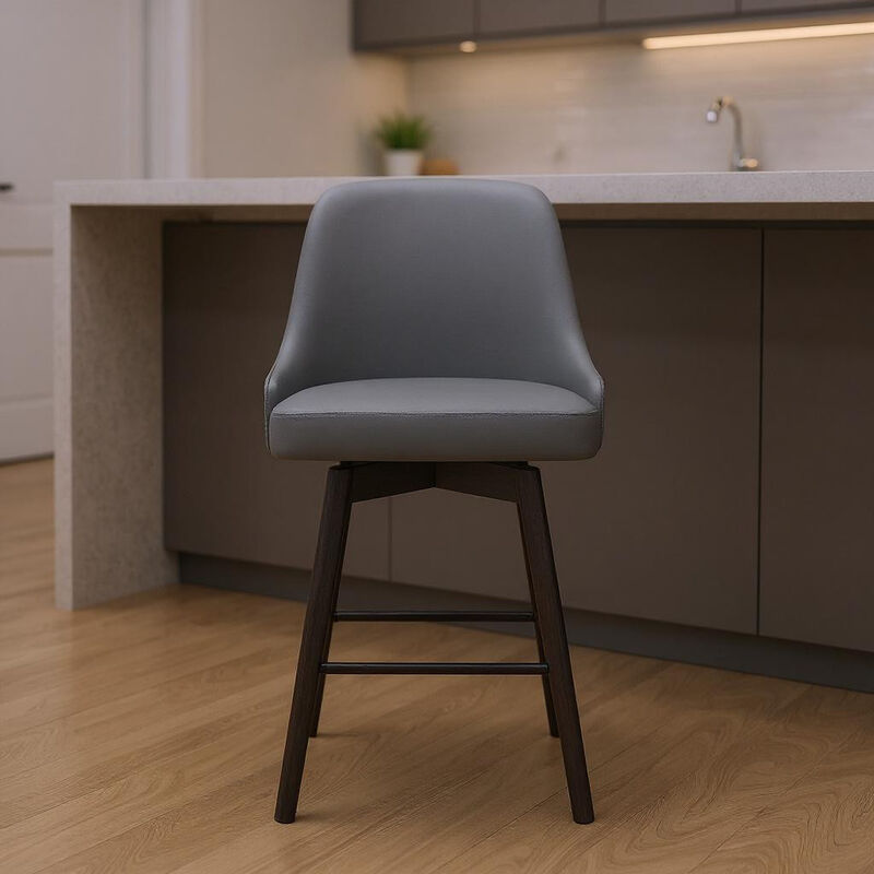 HomeRoots Solid Wood Frame Faux Leather Armless Counter Stool image number 1