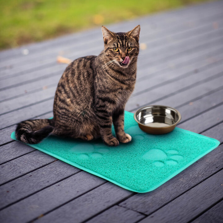 Gibson Everyday Pet Elements 18.5 x 13.78 Inch Paw Prints Placemat in Turquoise