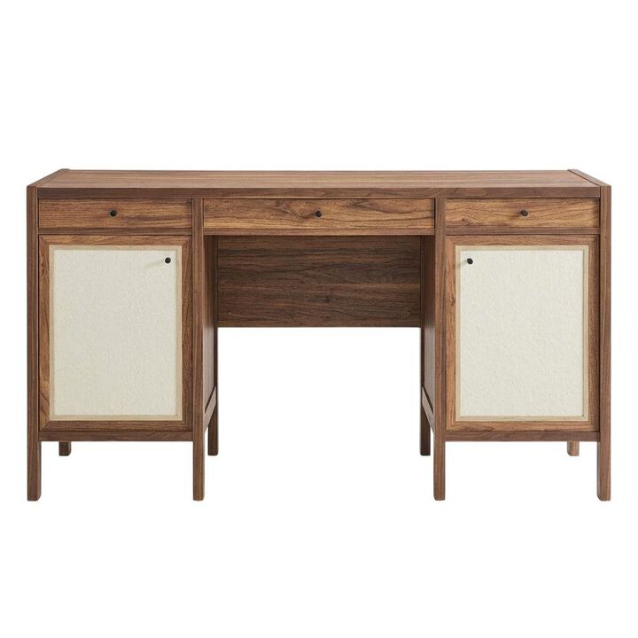Wood Grain Office Desk with Spacious Surface and Modern Design