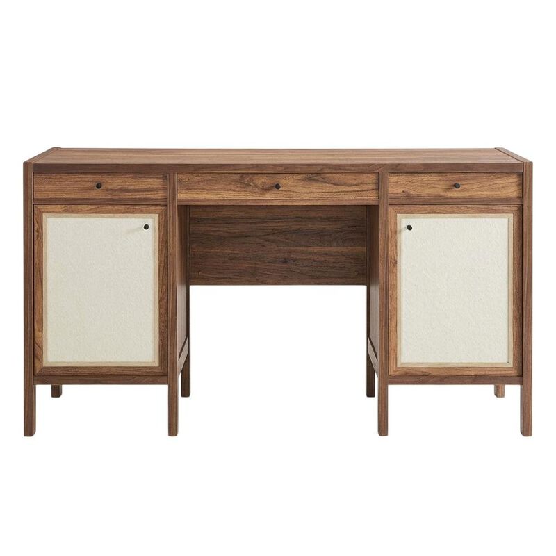 Wood Grain Office Desk with Spacious Surface and Modern Design image number 1