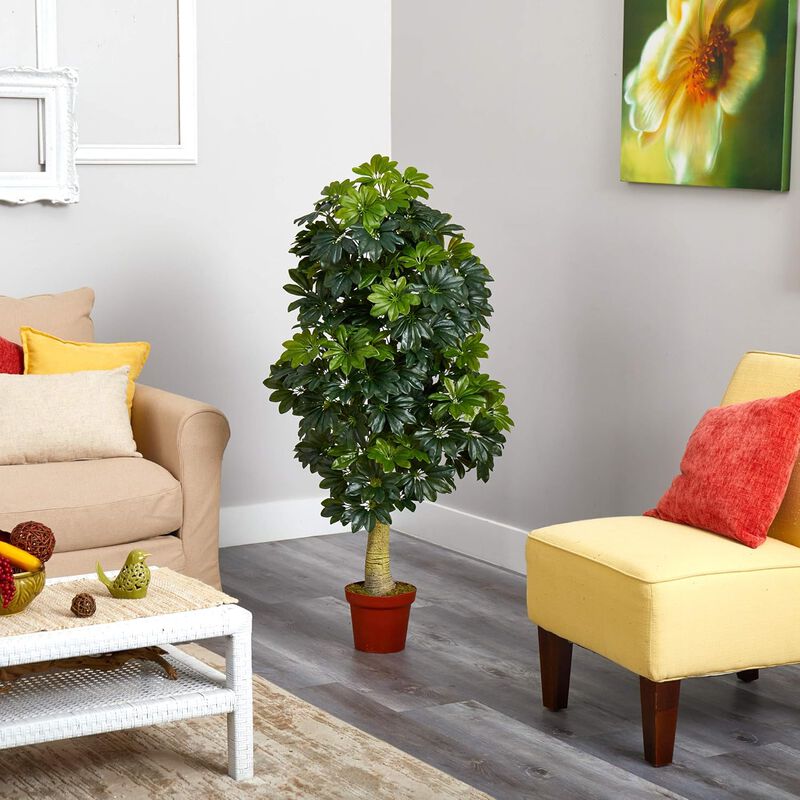 Hivvago 5 Feet Schefflera Artificial Tree (Real Touch)
